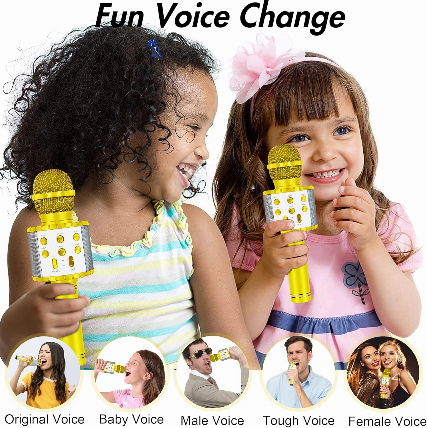 Winique Karaoke Machine for Kids, Bluetooth Mini Karaoke Machine with LED Lights, Christmas & Birthday Gift for All Ages 3 4 5 6 7 8 9 10  Year Old Girls & Boys, Singing Anytime Anywhere (Gold)