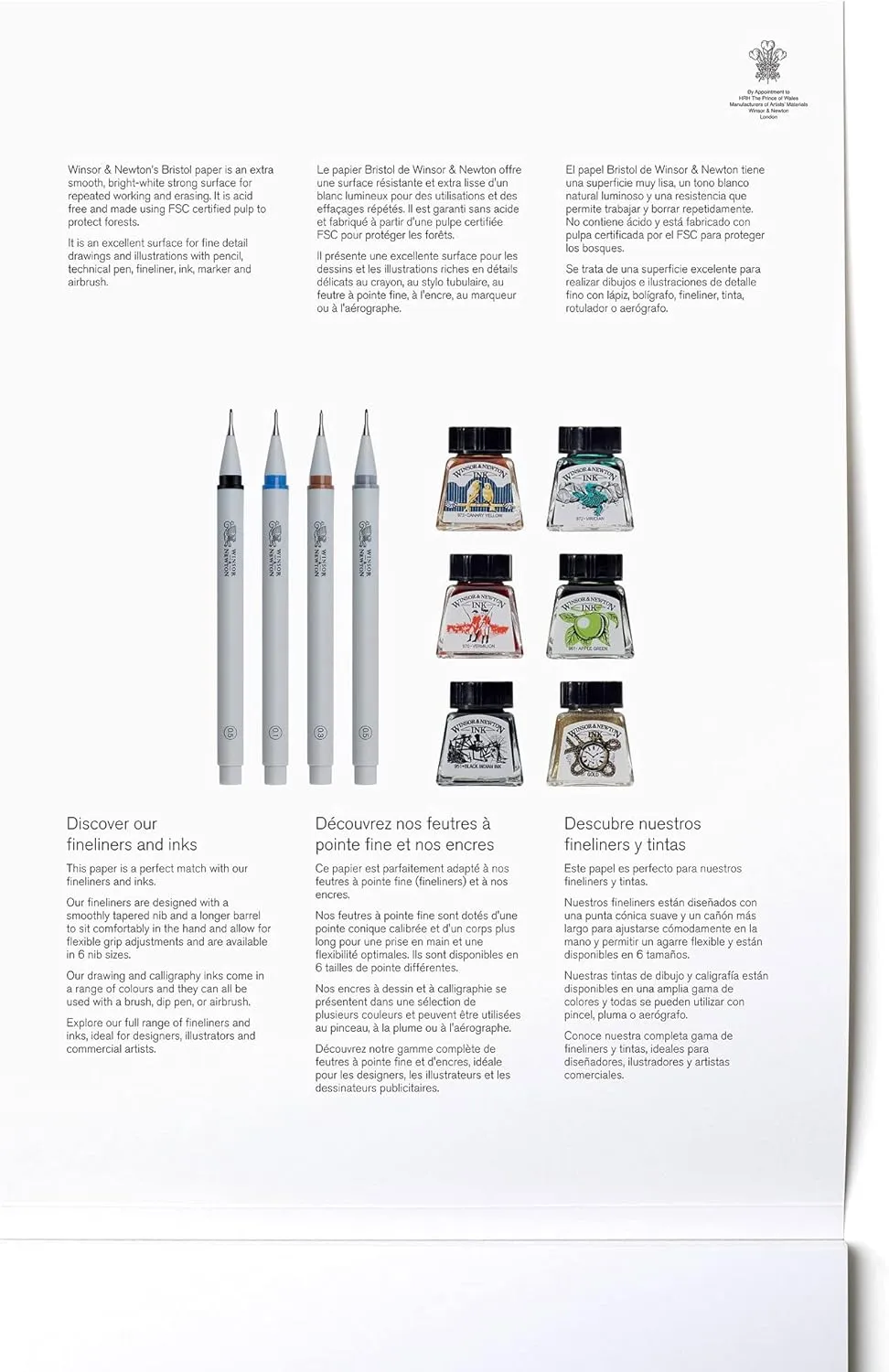 Winsor & Newton, Bristol Paper Pad 250 gsm, 14x17", 20 Sheets
