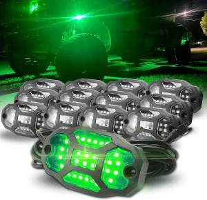 Winunite 12 Pods Green Rock Lights Wide Angle Underglow Lights with Extension Wires, IP67 Waterproof Fender Lights for Trailer Off Road Truck ATV UTV SUV Motorcycles