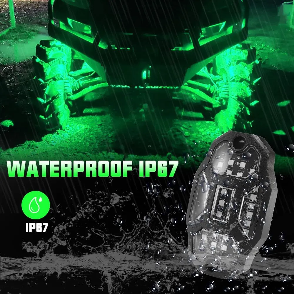 Winunite 12 Pods Green Rock Lights Wide Angle Underglow Lights with Extension Wires, IP67 Waterproof Fender Lights for Trailer Off Road Truck ATV UTV SUV Motorcycles