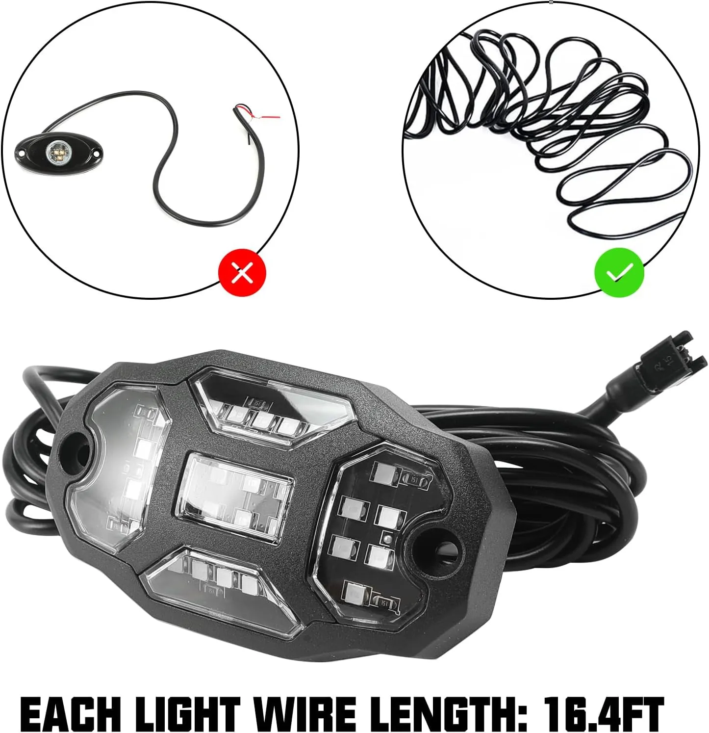 Winunite 12 Pods Green Rock Lights Wide Angle Underglow Lights with Extension Wires, IP67 Waterproof Fender Lights for Trailer Off Road Truck ATV UTV SUV Motorcycles