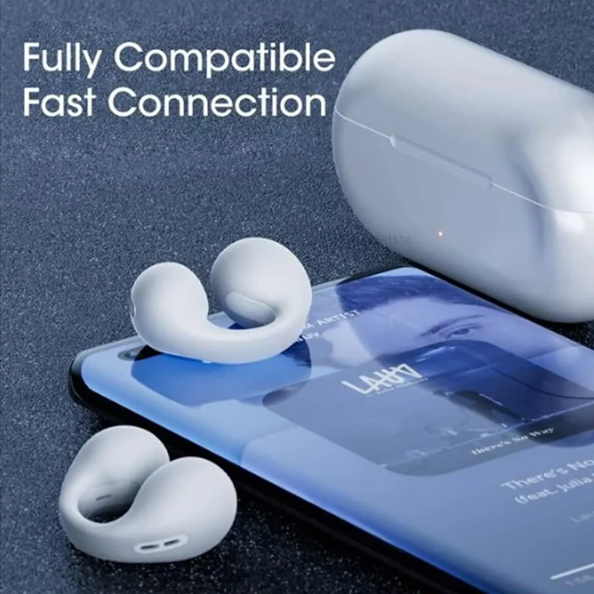 Wireless Ear Clip Skeleton Conduction Headphones, Upgrade Open Ear Headphones Wireless Bluetooth, Skeleton Conduction Headphones Bluetooth Earphones for Running, Sports, Cycling (White)
