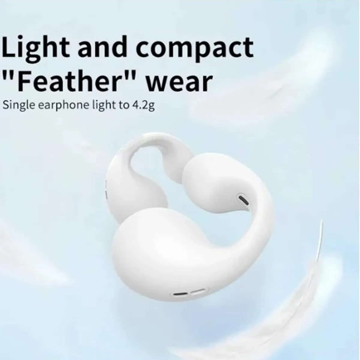 Wireless Ear Clip Skeleton Conduction Headphones, Upgrade Open Ear Headphones Wireless Bluetooth, Skeleton Conduction Headphones Bluetooth Earphones for Running, Sports, Cycling (White)