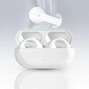 Wireless Ear Clip Skeleton Conduction Headphones, Upgrade Open Ear Headphones Wireless Bluetooth, Skeleton Conduction Headphones Bluetooth Earphones for Running, Sports, Cycling (White)