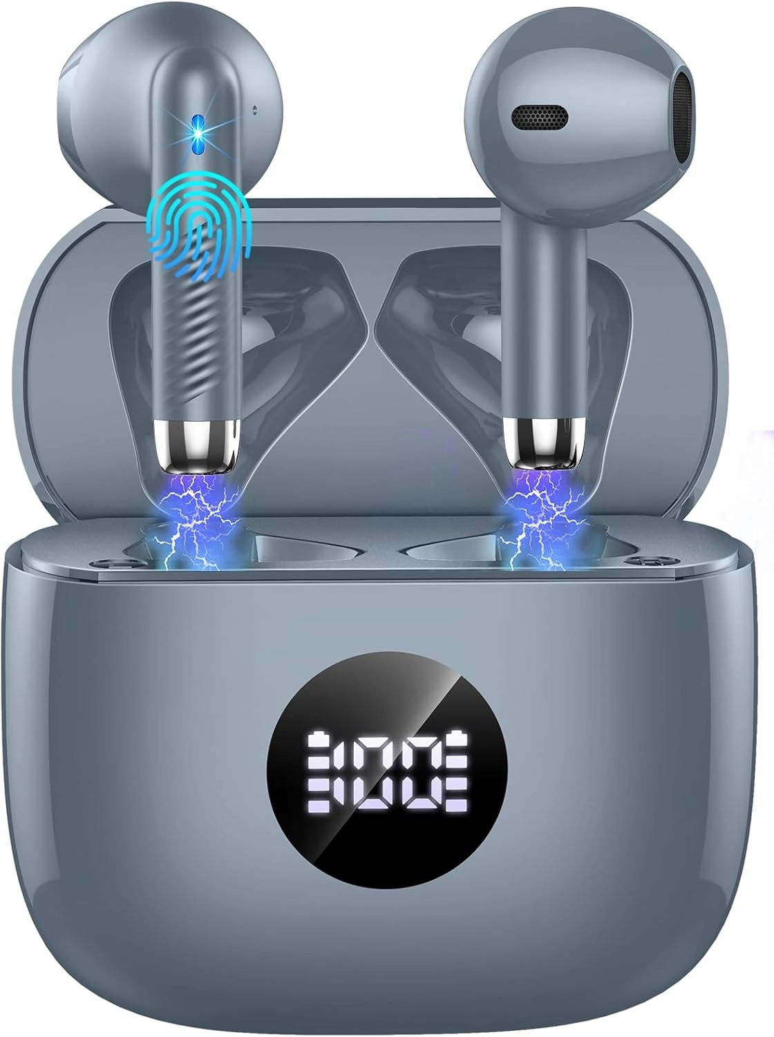 Wireless Earbuds, Bluetooth 5.3 Ear Buds LED Power Display Headphones Bass Stereo, Bluetooth Earbuds in-Ear Noise Cancelling Mic, 40H Playback Mini Case IP7 Waterproof Sports Earphones for Android iOS