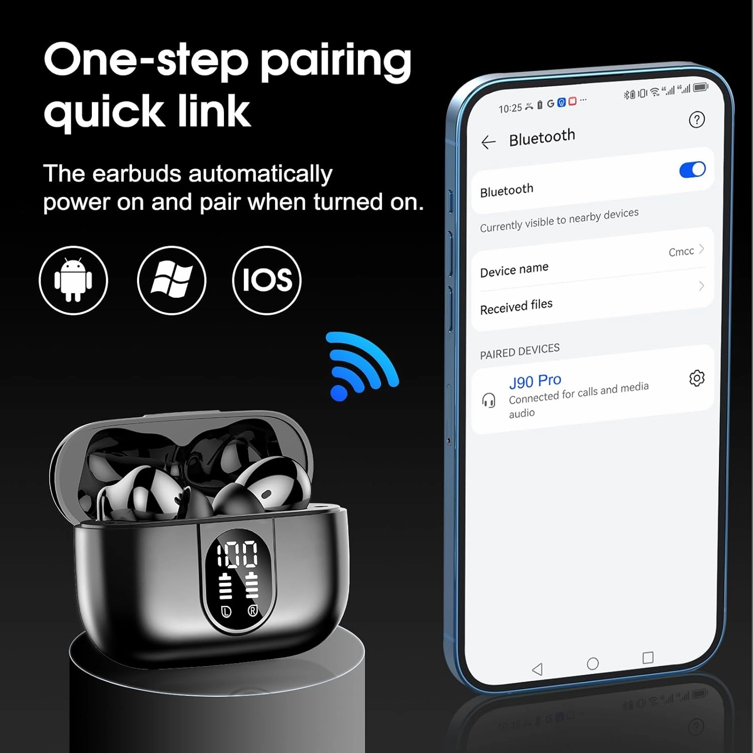 Wireless Earbuds Bluetooth 5.3 Headphones, 40H Playtime in-Ear Earphones, Mini Bluetooth Earbuds with ENC Noise Cancelling Mic, Deep Bass Stereo Ear Buds, LED Display, IPX7 Waterproof Earphones