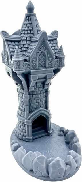 Wizard's Dice Tower - Tabletop Wargaming Minis - Dungeon Accessories - RPG Fantasy Dragon Game Models - Figures for Battle Grid Mats, Gray