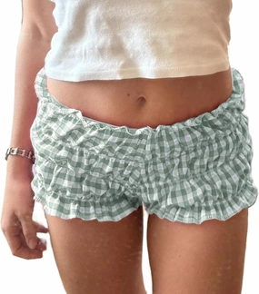 Women Gingham Boxer Shorts Ruffle Bloomers Cute Sexy Micro Y2k Pajama Plaid Shorts