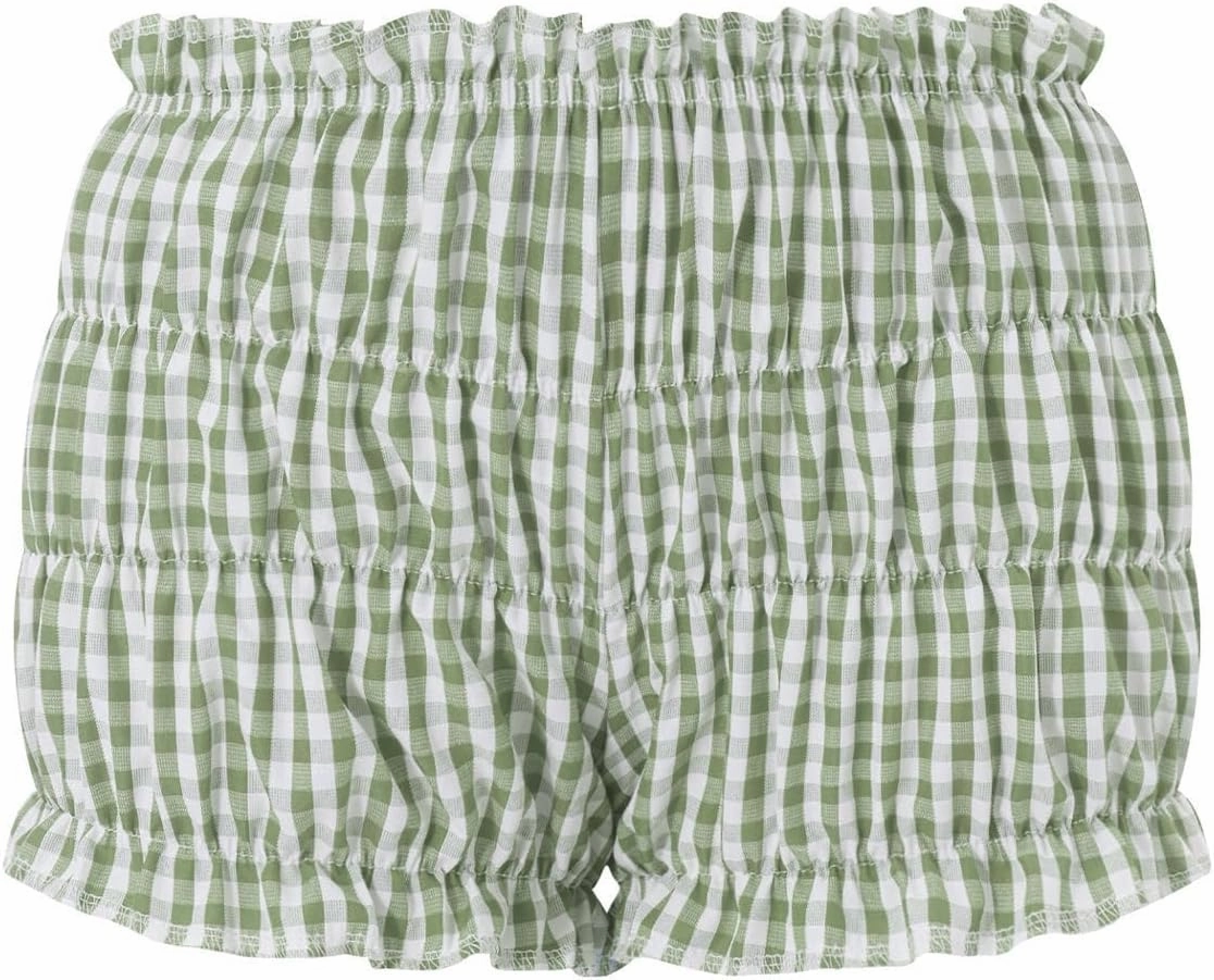 Women Gingham Boxer Shorts Ruffle Bloomers Cute Sexy Micro Y2k Pajama Plaid Shorts