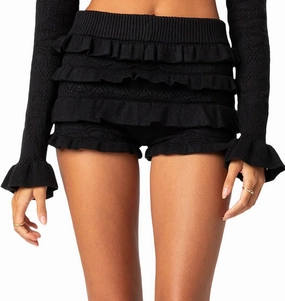 Women Knitted Mini Shorts Hollow Out Crochet Low Rise Fitted Shorts Boho Summer Beach Bikini Cover Up Lounge Bottom