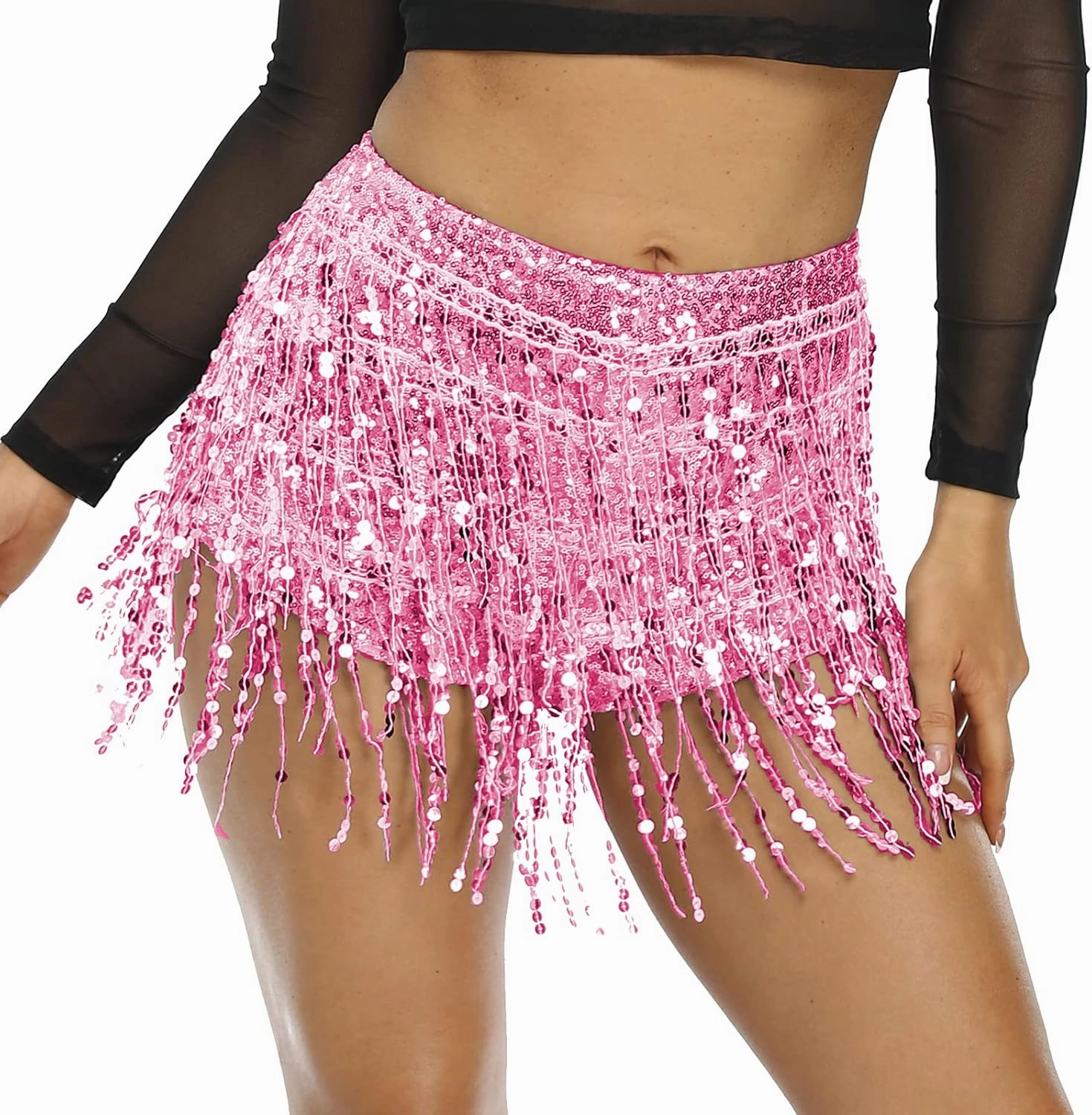 Women's Sequins Tassel Skirts Shorts Rave Festival Bottoms