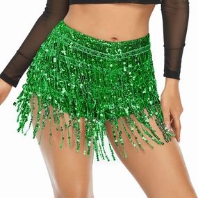 Women's Sequins Tassel Skirts Shorts Rave Festival Bottoms