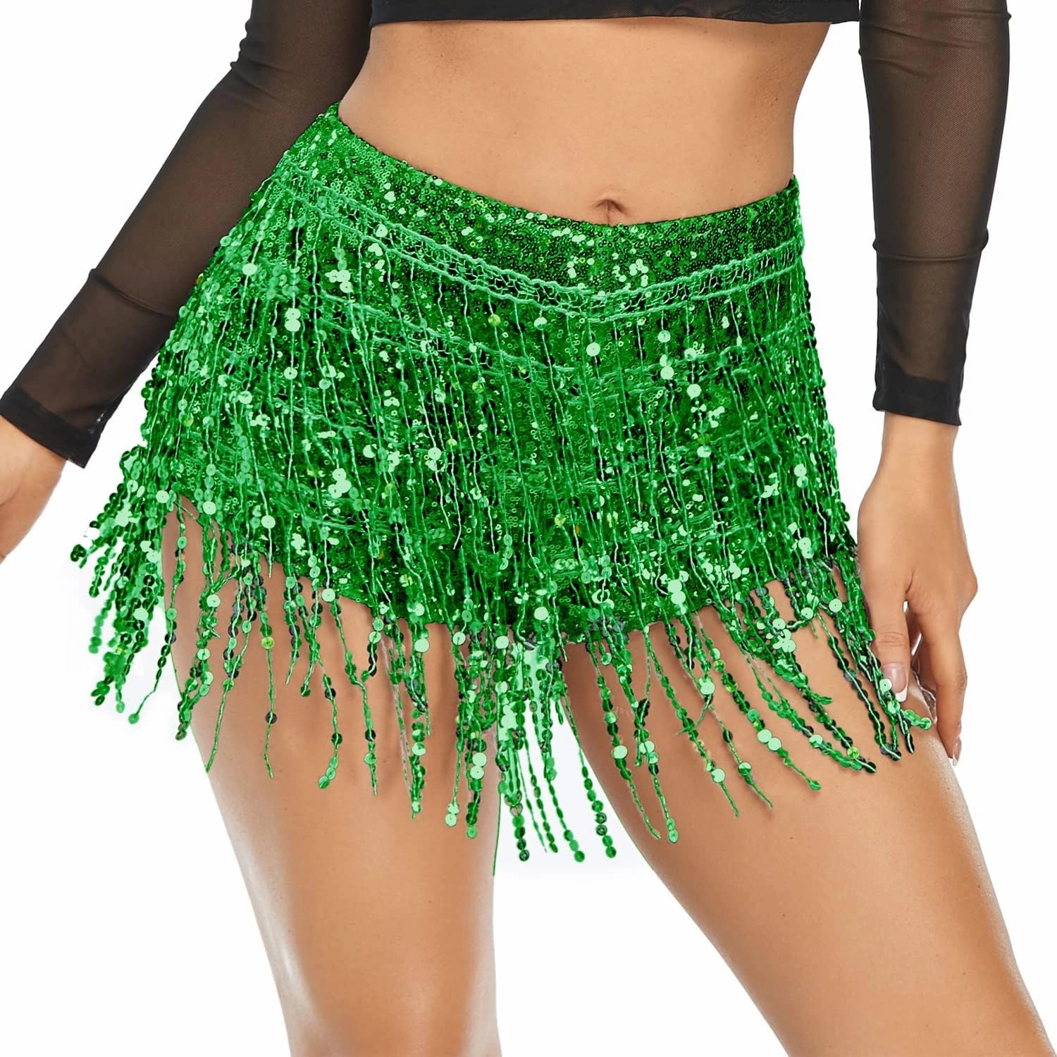 Women's Sequins Tassel Skirts Shorts Rave Festival Bottoms