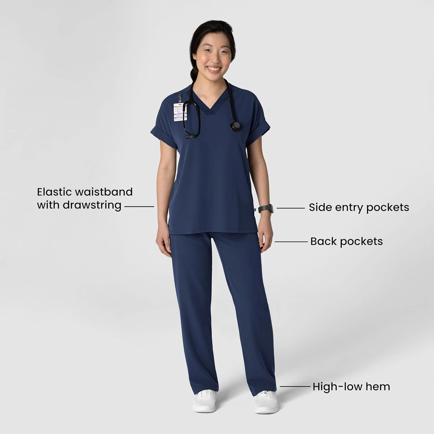 WonderWink Women's Stovepipe High-Low Hem Scrub Pant