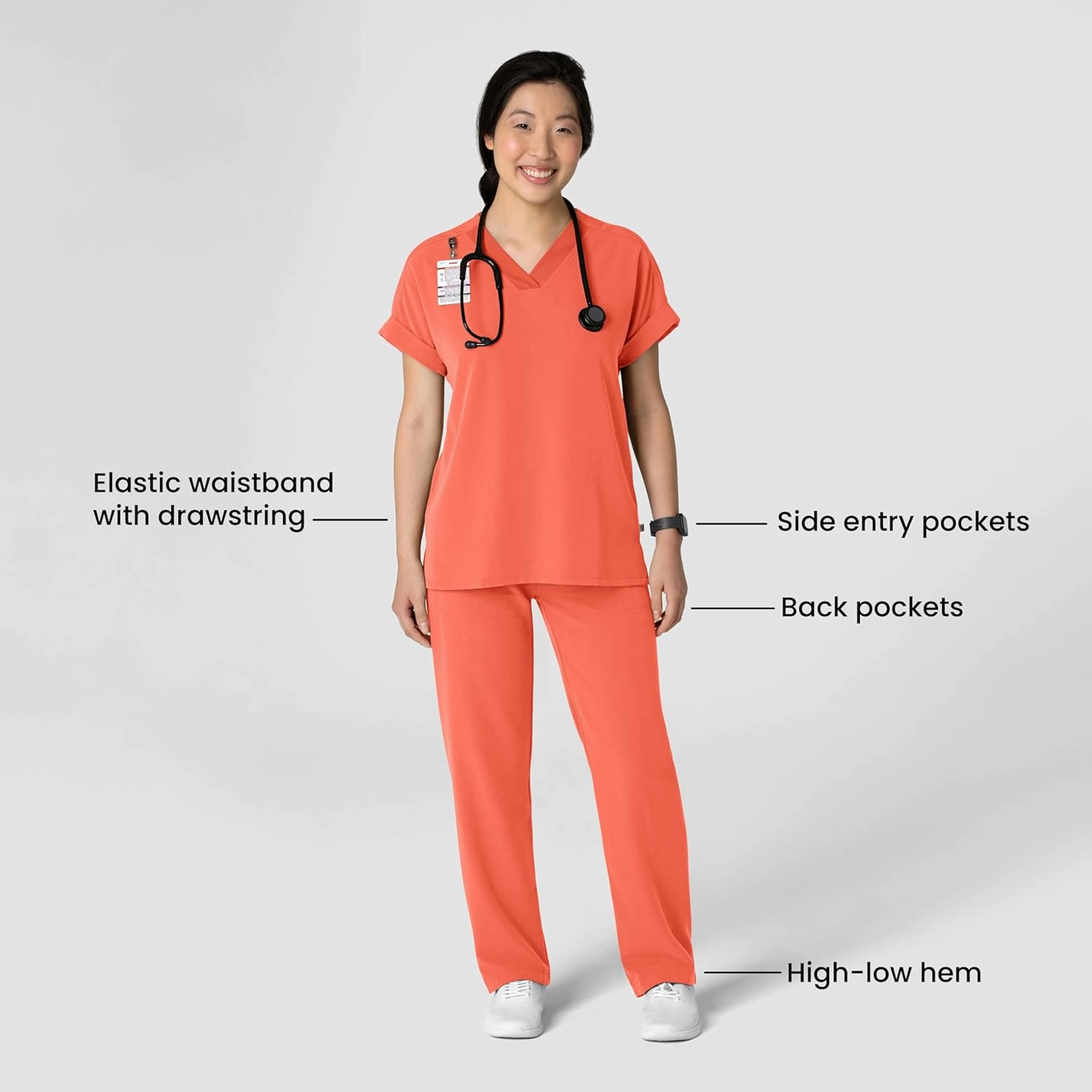 WonderWink Women's Stovepipe High-Low Hem Scrub Pant