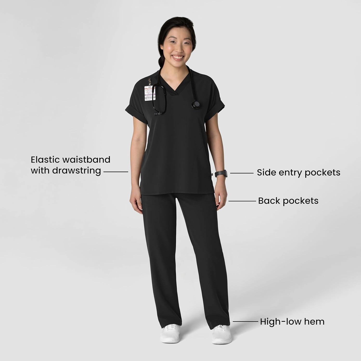 WonderWink Women's Stovepipe High-Low Hem Scrub Pant