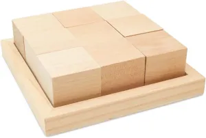 Wood Block Puzzles, 9 1-3/4 inch Wood Cubes in 6-1/4 inch Wood Tray, Pack of 2 Puzzle Blocks for DIY Crafting Art, by Woodpeckers