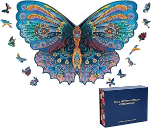 Wood Cut Puzzles, Wooden Jigsaw Puzzles, Animals Shaped Unique Wooden Puzzles for Adults and Kids, Cool Gadgets Magic Liberty Puzzles, Beautiful Butterfly (Medium 200 pcs)