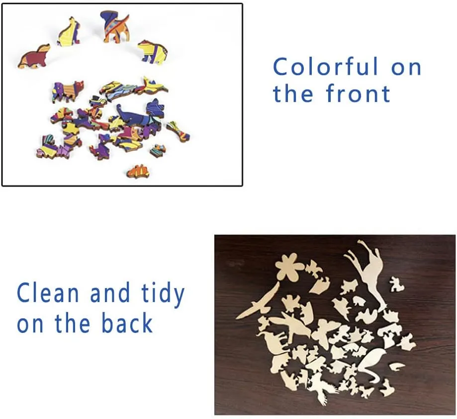 Wood Cut Puzzles, Wooden Jigsaw Puzzles, Animals Shaped Unique Wooden Puzzles for Adults and Kids, Cool Gadgets Magic Liberty Puzzles, Cartoon Dinosaur Paradise (Large 300 pcs)