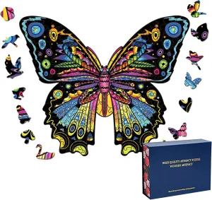 Wood Cut Puzzles, Wooden Jigsaw Puzzles, Animals Shaped Unique Wooden Puzzles for Adults and Kids, Cool Gadgets Magic Liberty Puzzles, Color Beautiful Butterfly (Large 300 pcs)