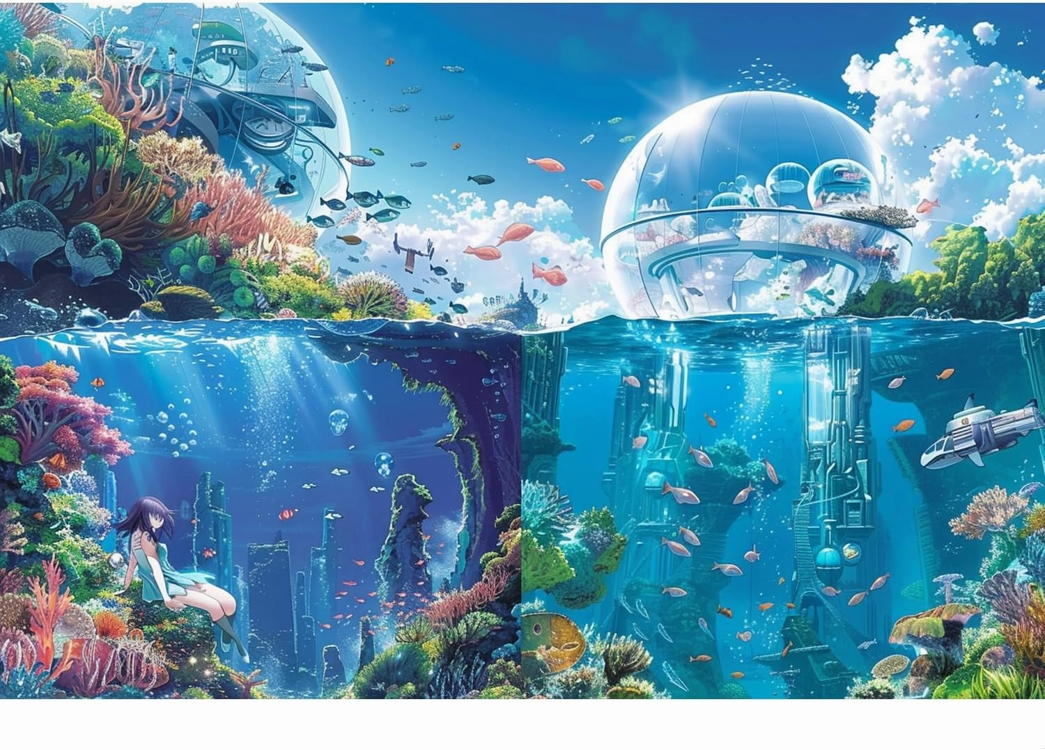 Wooden Puzzles for Adults Jigsaw 500 Piece Aquarium 500 Piece Puzzle Art for Family Fun Adult Kids Puzzle Games