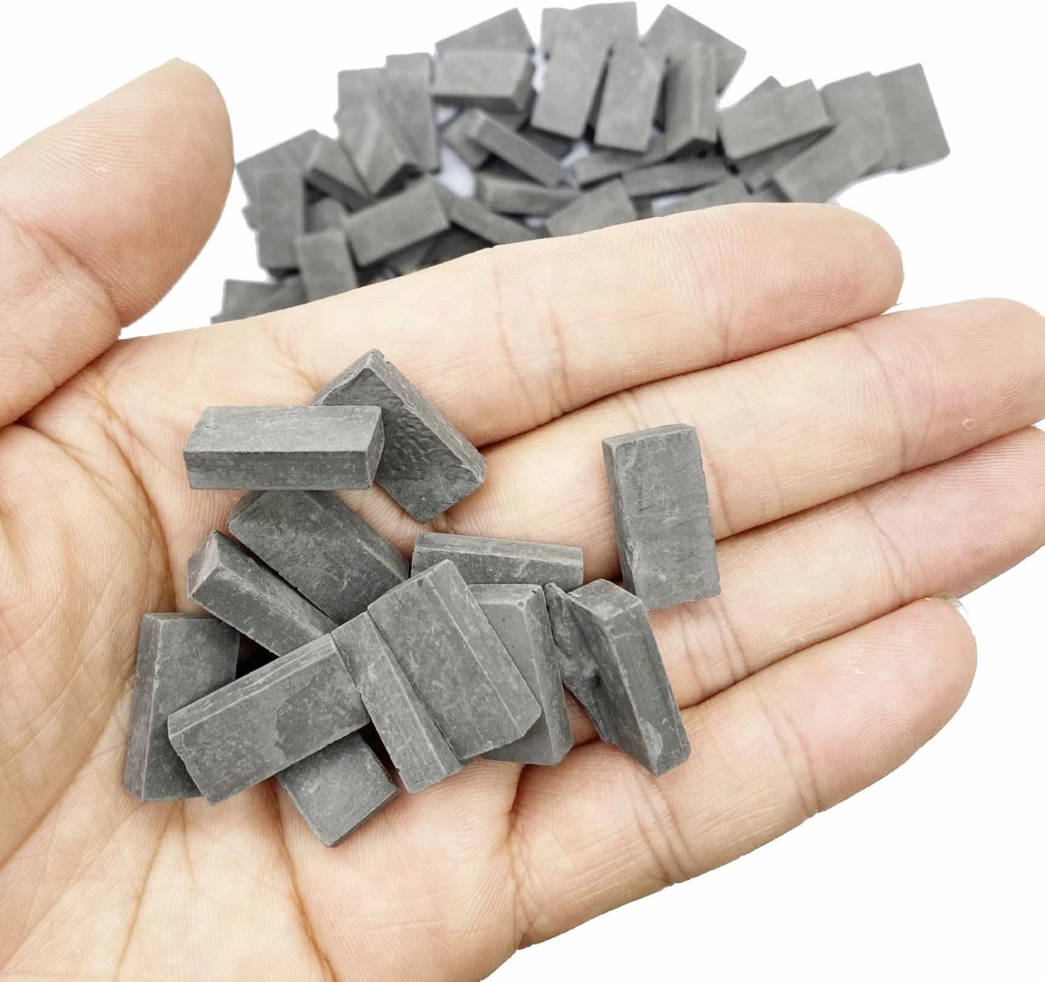 Woohome 350 PCS Gray Mini Wall Bricks Miniature Bricks Figurine Model Brick Building Set Fake Bricks with Scraper for Fairy Garden Landscaping Accessories, 1:16 Scale