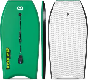 WOOWAVE Bodyboard 33-inch/37-inch/42-inch Premium IXPE Body Board with Coiled Wrist Leash, Super Lightweight EPS Core and HDPE Slick Bottom, Perfect Surfing for Kids Teens and Adults
