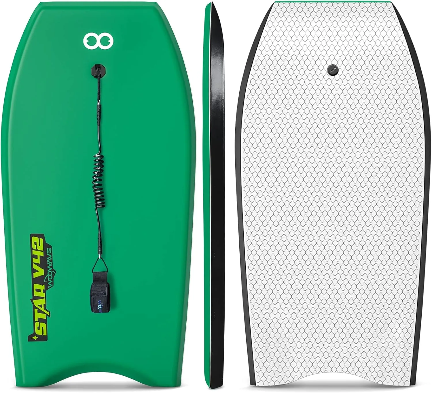 WOOWAVE Bodyboard 33-inch/37-inch/42-inch Premium IXPE Body Board with Coiled Wrist Leash, Super Lightweight EPS Core and HDPE Slick Bottom, Perfect Surfing for Kids Teens and Adults
