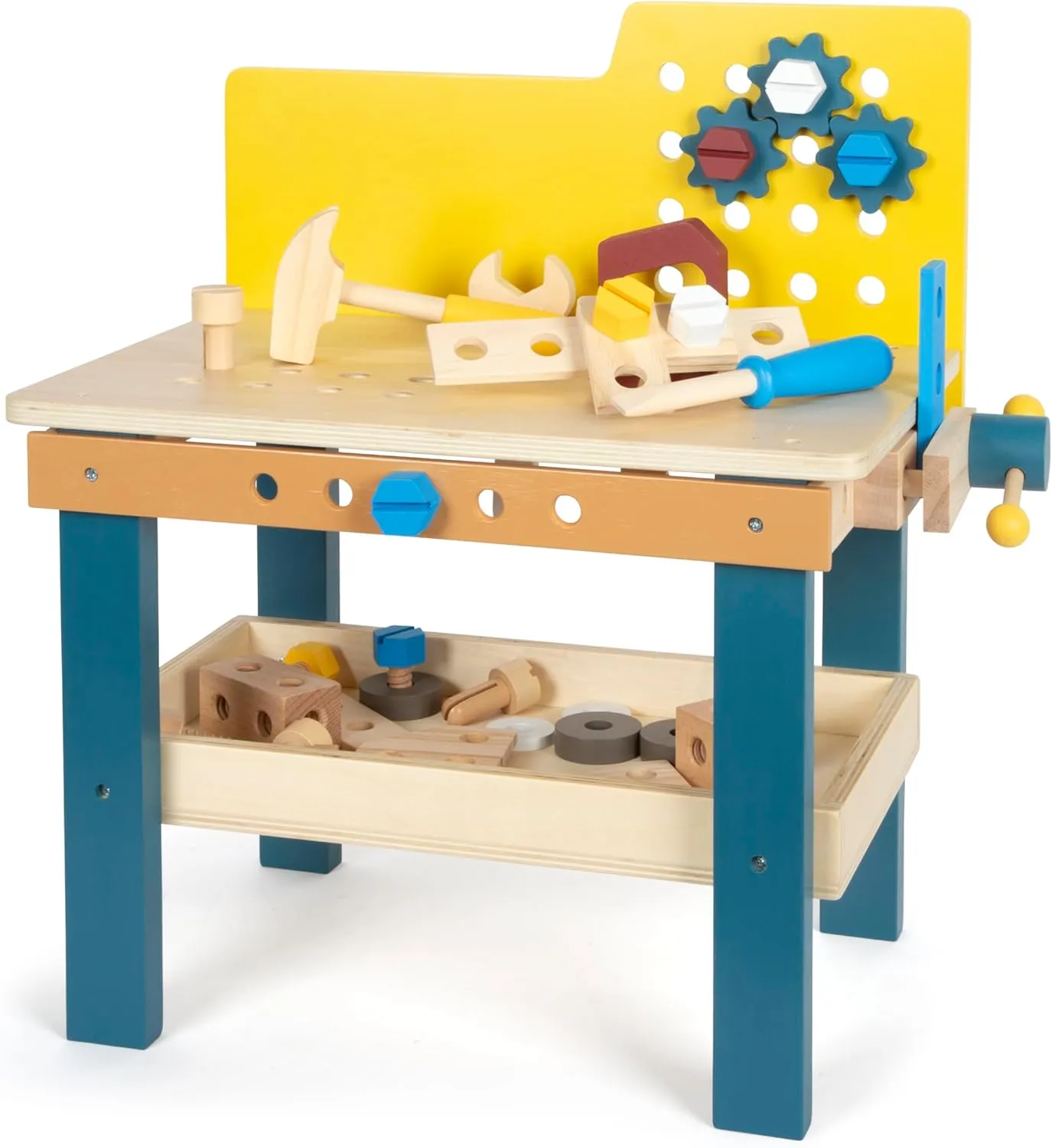Workshop Workbench with Vice, 4 Wooden Tools, from 3 Years, 12558, Coloured