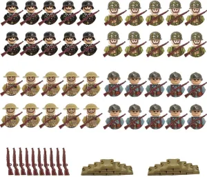 WW2 Military People Building Set Army Men Action Figures, World War 2 Soldier Figures American vs German Army Battle WW2 Playset / 100 pcs (Armey Men 2)