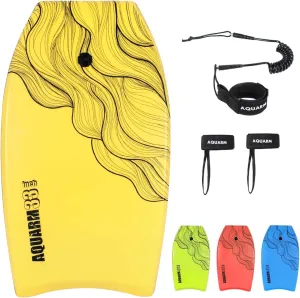 XPE Bodyboard 33-inch/36-inch/41-inch Bodyboarding with Premium Wrist Leash and Fin Tethers, Super Lightweight & Slick Bottom Perfect Surfing for Kids Teens and Adults