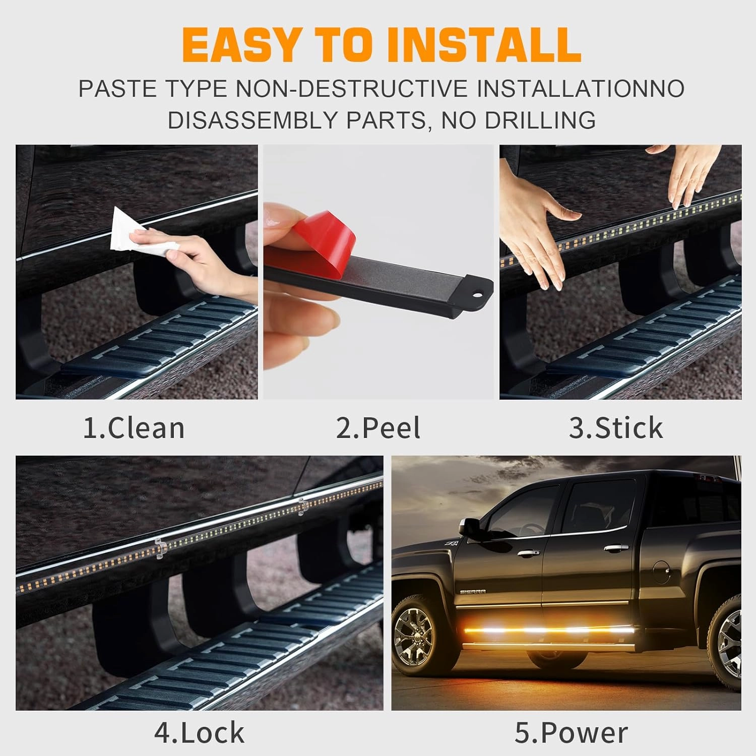 XRIDONSEN 2PCS 70 inch Truck Strobe Lights Strip 864 LED Emergency Running Board Lights Amber White Flashing Warning Hazard Caution Safety Light Waterproof for Plow Trucks Construction Vehicles Pickup