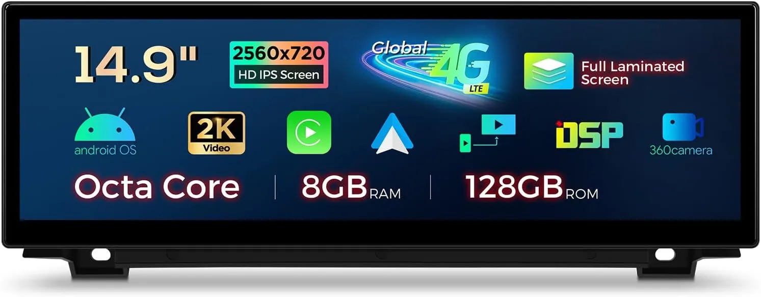 XTRONS 14.9 Inch Android 14 Car Stereo for BMW F10/F11 (2013-2016) NBT System, 2K IPS Touch Screen 8 128GB Global 4G Car Radio GPS Navigation Support Wireless Car Play Android Auto