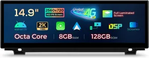 XTRONS 14.9 Inch Android 14 Car Stereo for BMW F10/F11 (2013-2016) NBT System, 2K IPS Touch Screen 8 128GB Global 4G Car Radio GPS Navigation Support Wireless Car Play Android Auto