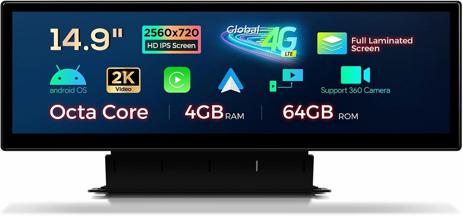 XTRONS 14.9 Inch Android 13 Car Stereo for Audi Q5 SQ5 (2017-2020) with MIB2 System, 2K IPS Touch Screen 4 64 GB Global 4G LTE Car Radio GPS Navigation Support Wireless CarPlay Android Auto
