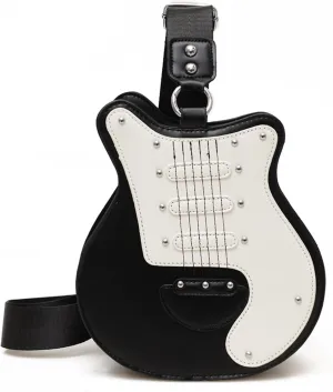 Y2k Style Vintage Guitar Shaped Bag for Girls and Women, Creative PU Leather Music Punk Crossbody Handbag