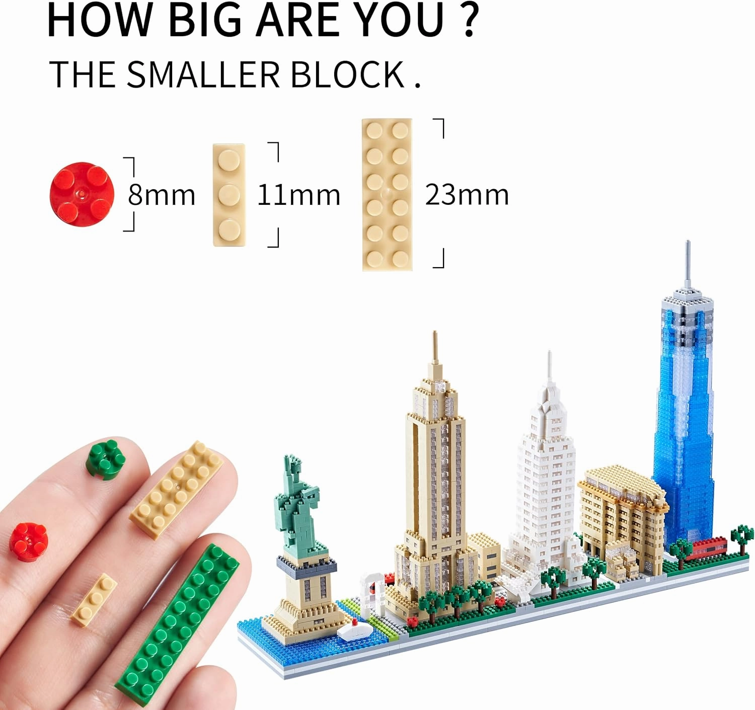 YaJie New York Skyline Micro Mini Blocks Building Set, Collection Model Kit - Detailed City Architecture Toy for Adults & Kids 14 （3452 Pcs）