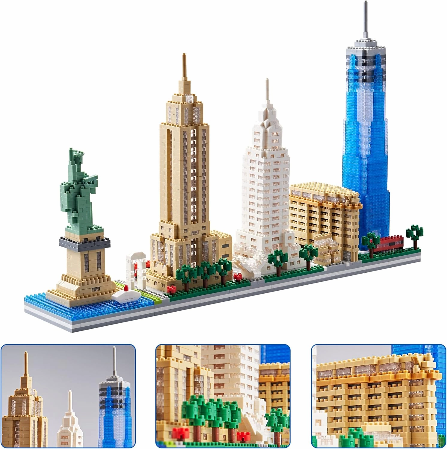 YaJie New York Skyline Micro Mini Blocks Building Set, Collection Model Kit - Detailed City Architecture Toy for Adults & Kids 14 （3452 Pcs）