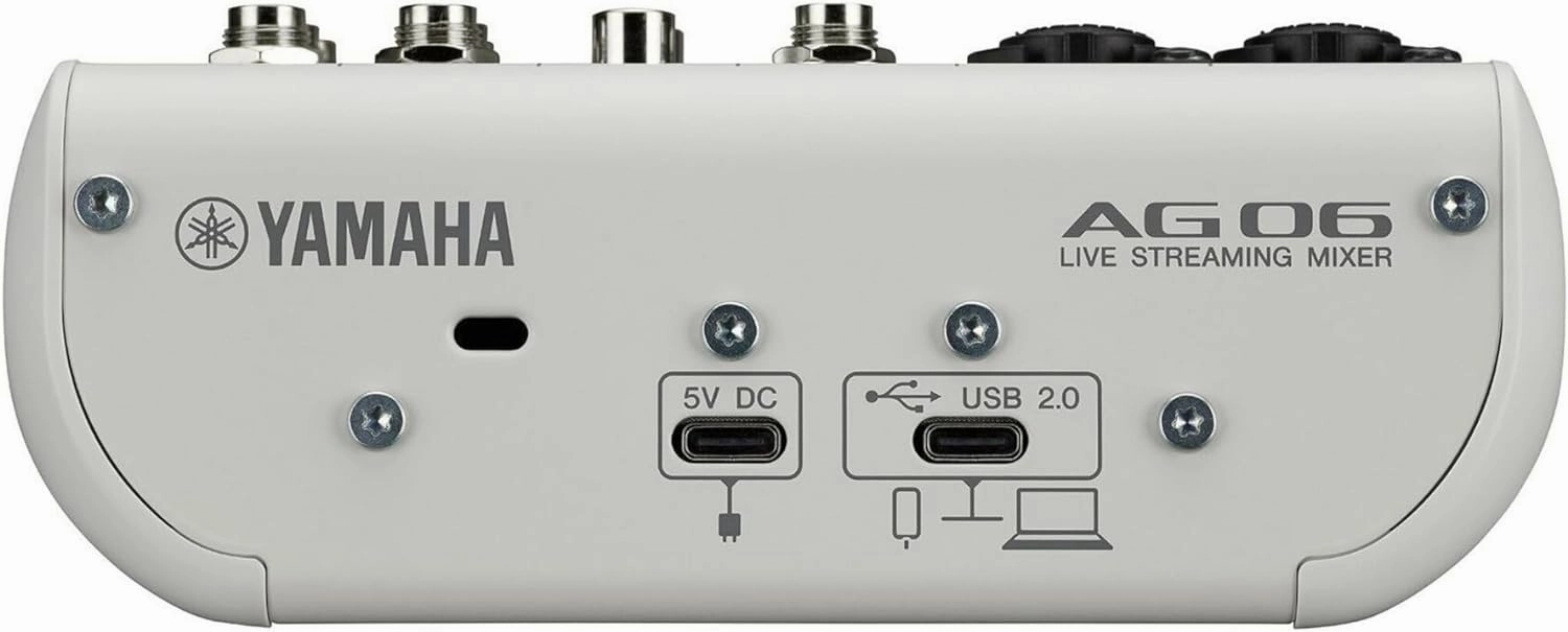 Yamaha AG06MK2 White 6-Channel Live Streaming Loopback Mixer/USB Interface with Steinberg Software Suite