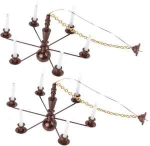 Yardwe 2pcs Miniature Hanging Lamp Models Stylish Ceiling Light for Dollhouse Decor Warm Light for Tiny Landscape Easy to Install Design for Houses