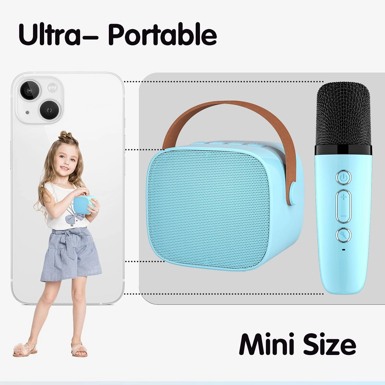 YLL Mini Karaoke Machine for Kids, Portable Bluetooth Speaker with Wireless Microphone, Most Popular Birthday Toys Gifts for Boys 3 4 5 6 7 8 9 10 11 12   Party Family School(Blue 1 Mic)
