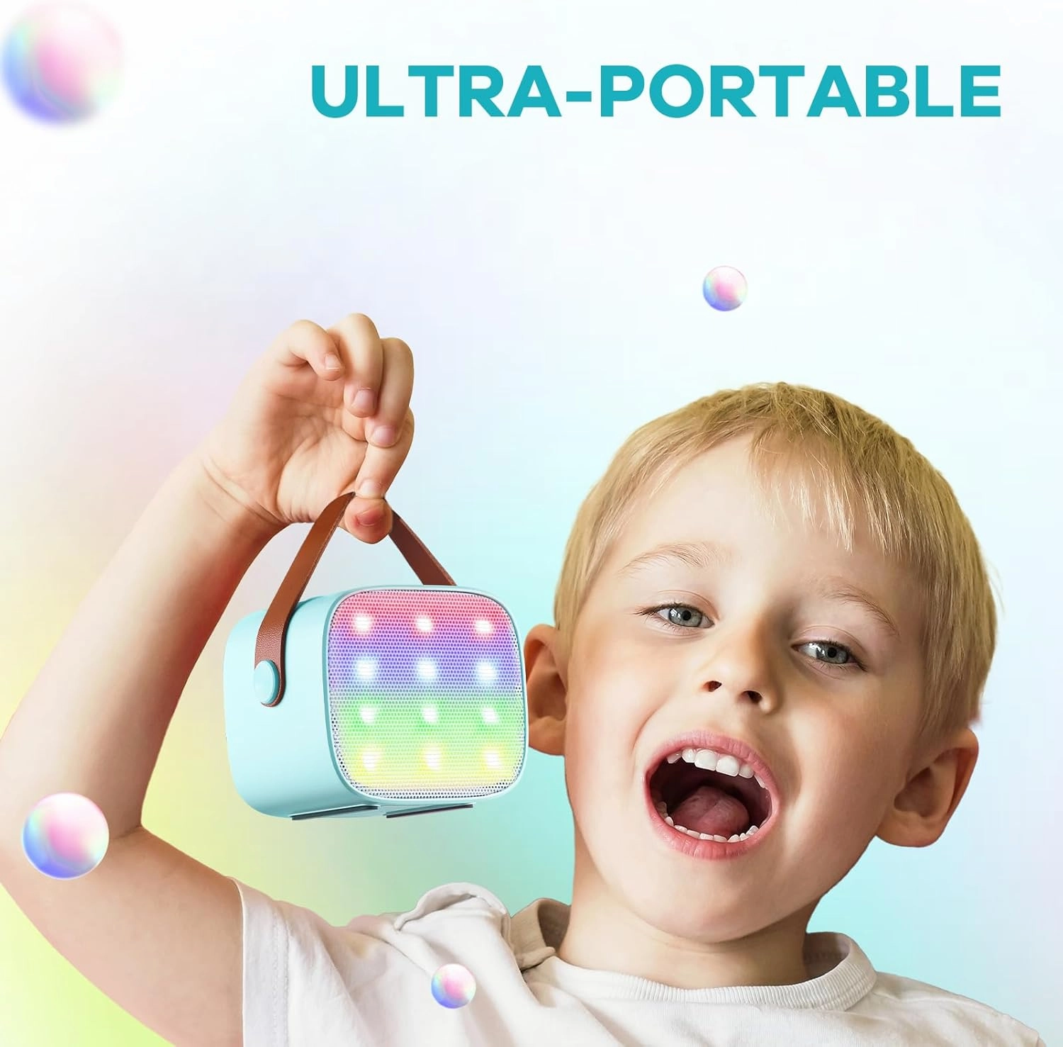 YLL Mini Karaoke Machine for Kids, Portable Bluetooth Speaker with Wireless Microphone, Most Popular Birthday Toys Gifts for Boys 3 4 5 6 7 8 9 10 11 12   Party Family School(Blue 1 Mic)