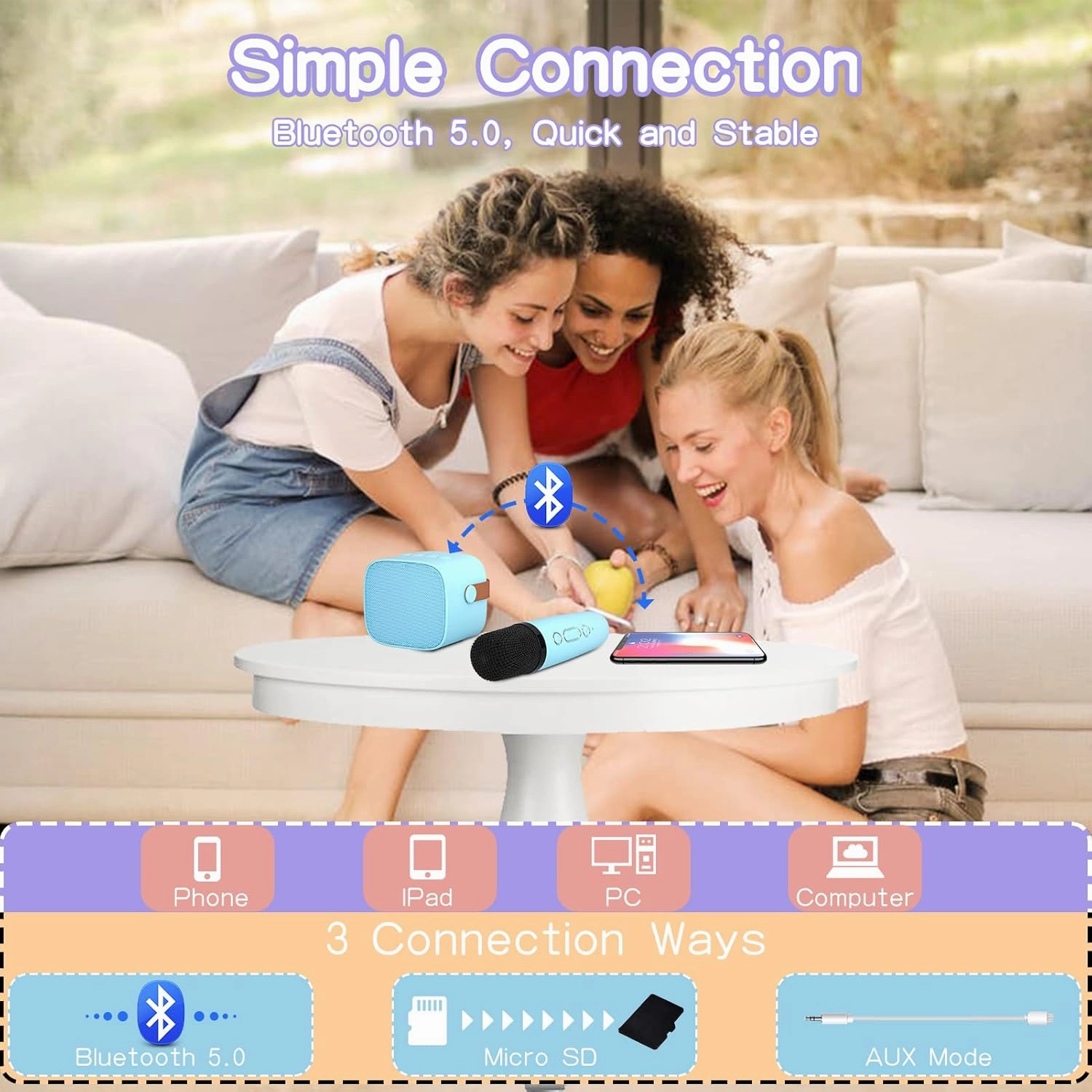 YLL Mini Karaoke Machine for Kids, Portable Bluetooth Speaker with Wireless Microphone, Most Popular Birthday Toys Gifts for Boys 3 4 5 6 7 8 9 10 11 12   Party Family School(Blue 1 Mic)