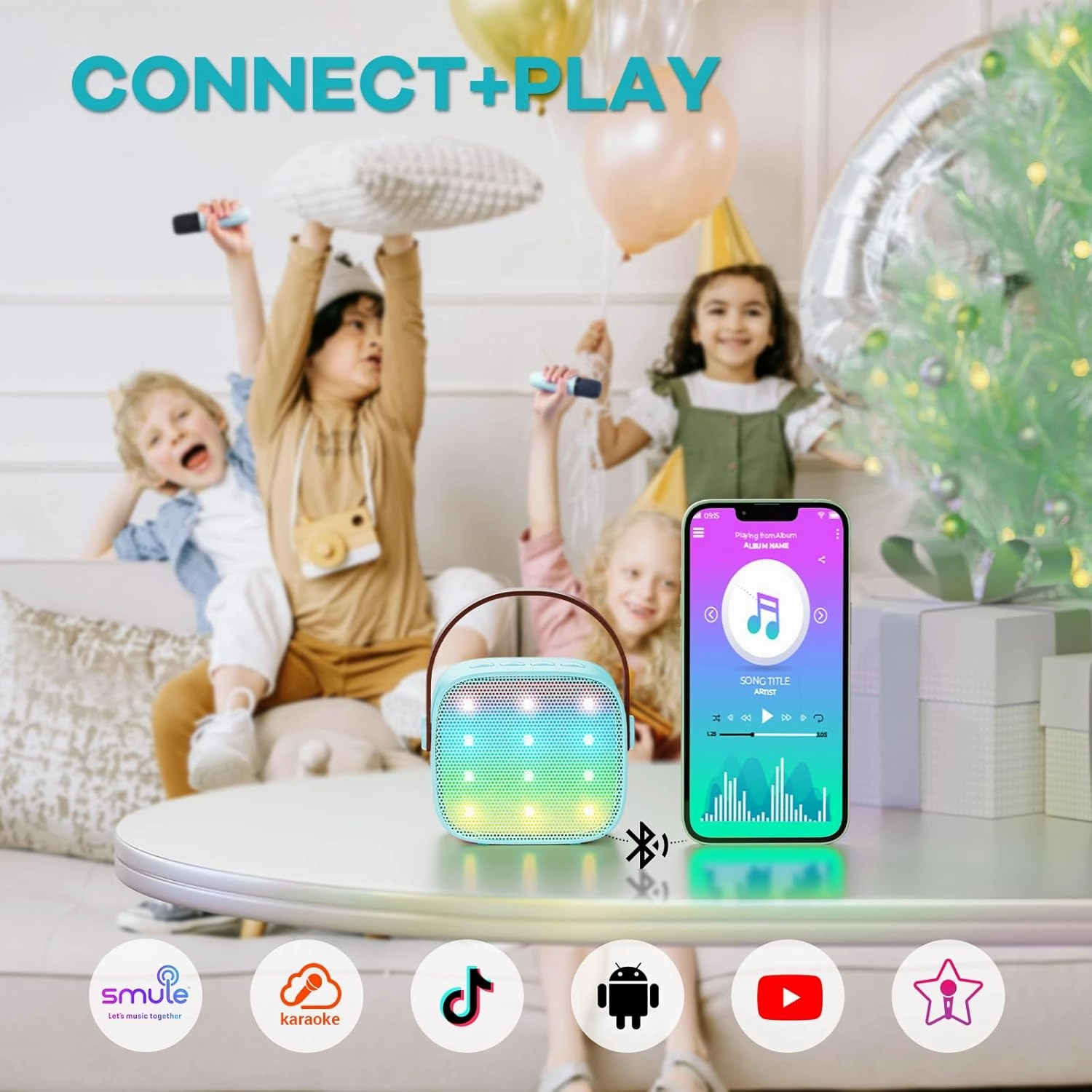 YLL Mini Karaoke Machine for Kids, Portable Bluetooth Speaker with Wireless Microphone, Most Popular Birthday Toys Gifts for Boys 3 4 5 6 7 8 9 10 11 12   Party Family School(Blue 1 Mic)