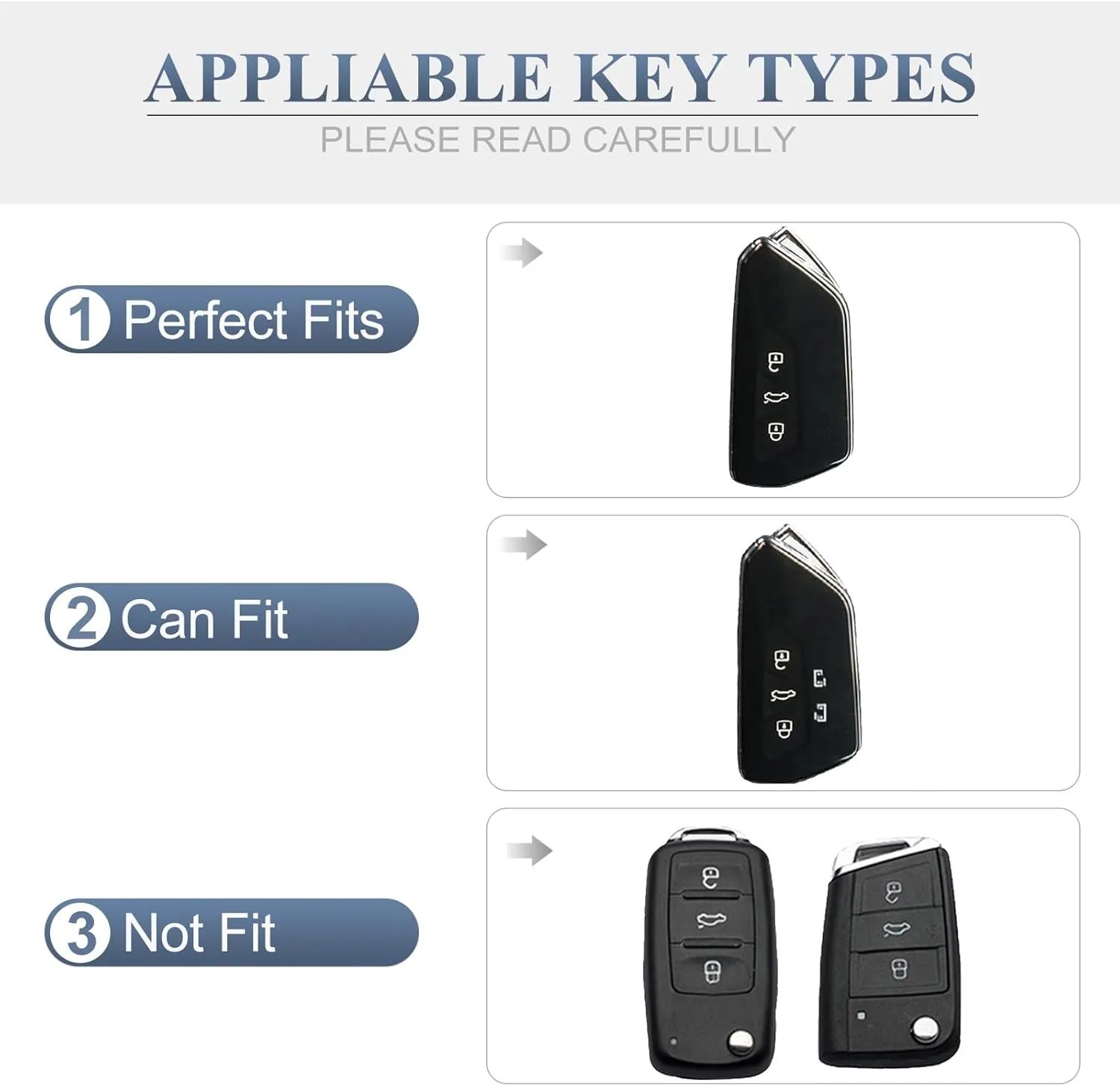 YO&YOYE Carbon Fiber Texture Key Fob Cover Compatible with VW Volkswagen ID3 ID4 MK8 Golf 8 GTI Skoda Octavia 3 Buttons, Zinc Alloy Key Case keychain Shell