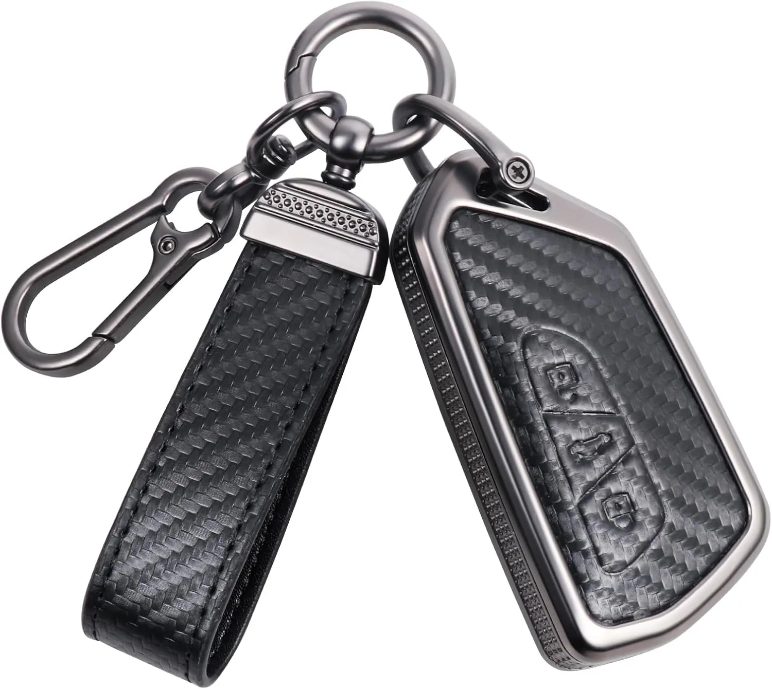 YO&YOYE Carbon Fiber Texture Key Fob Cover Compatible with VW Volkswagen ID3 ID4 MK8 Golf 8 GTI Skoda Octavia 3 Buttons, Zinc Alloy Key Case keychain Shell