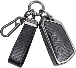 YO&YOYE Carbon Fiber Texture Key Fob Cover Compatible with VW Volkswagen ID3 ID4 MK8 Golf 8 GTI Skoda Octavia 3 Buttons, Zinc Alloy Key Case keychain Shell