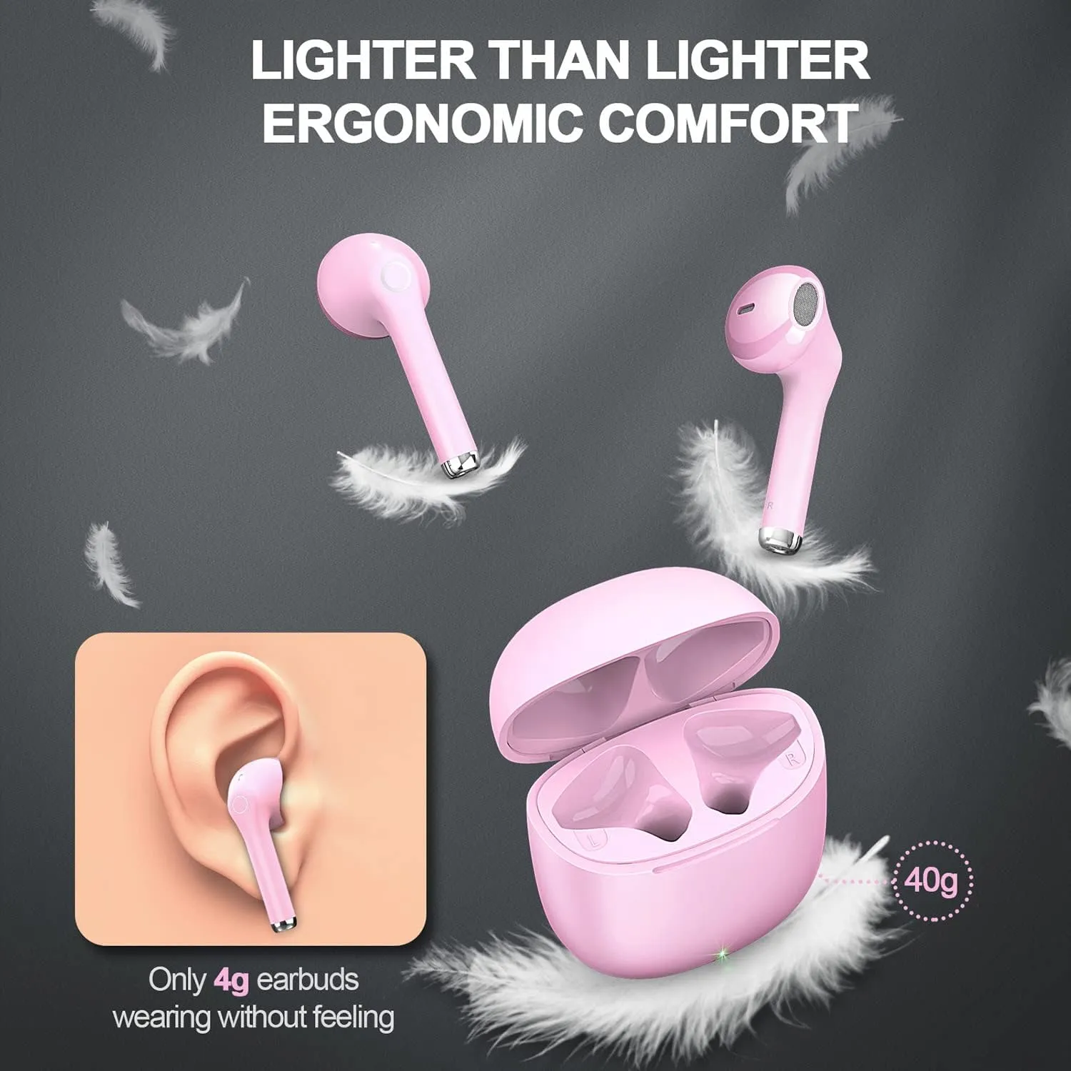 yobola Wireless Earbuds, Bluetooh Earbuds, Deep Bass Light Weight Mini Wireless Headphones for Running/Fitness, 25Hrs Playtime, Built-in Microphone, Touch Control, IPX5 Waterproof