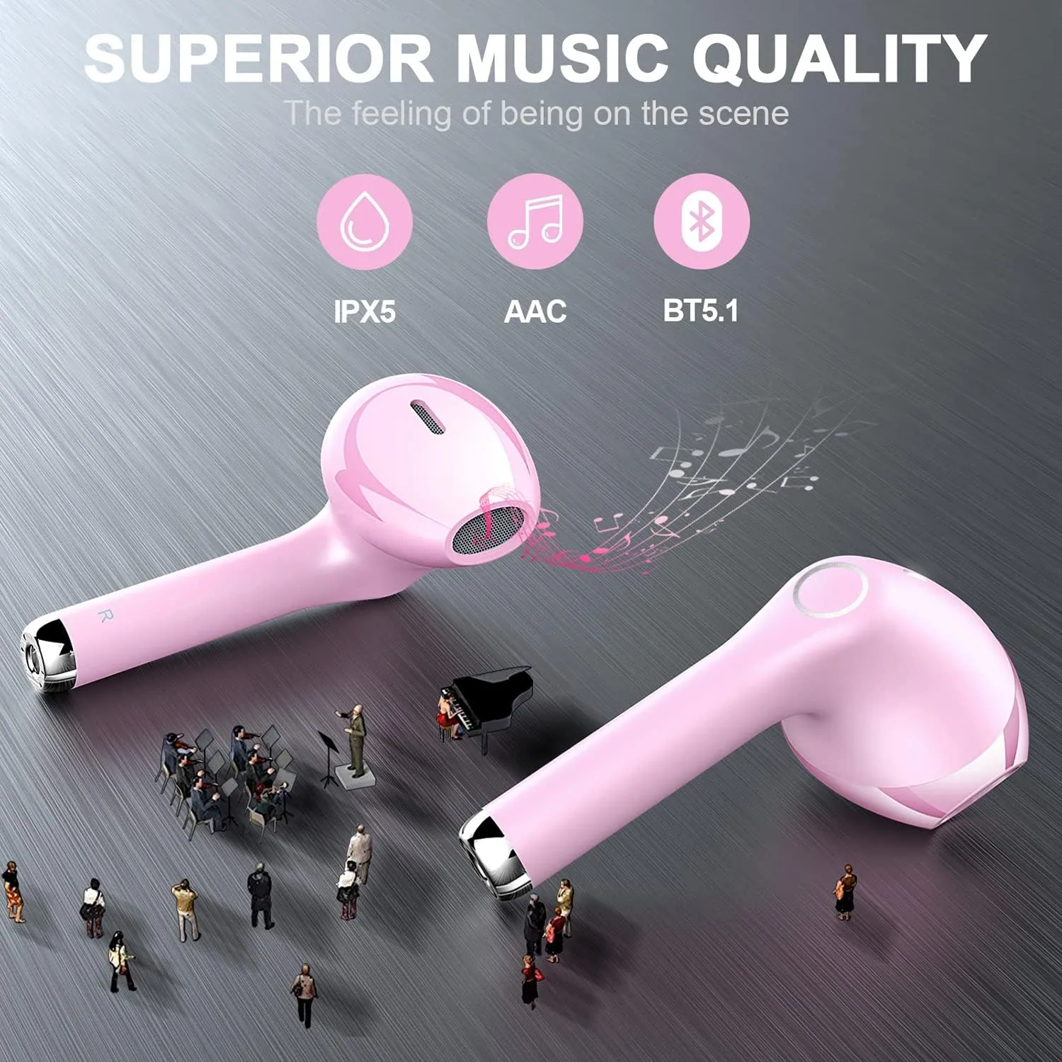 yobola Wireless Earbuds, Bluetooh Earbuds, Deep Bass Light Weight Mini Wireless Headphones for Running/Fitness, 25Hrs Playtime, Built-in Microphone, Touch Control, IPX5 Waterproof