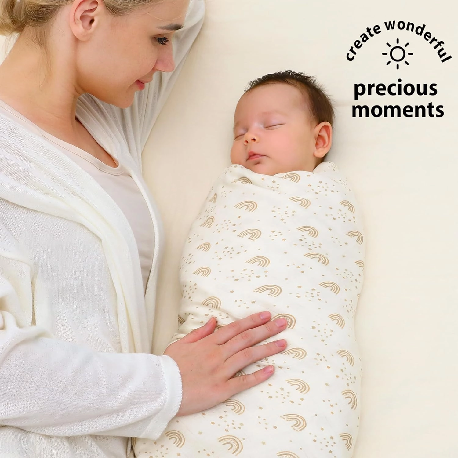 Yoofoss Muslin Swaddle Blankets, 4-Pack Receiving Blankets for Baby Boys and Girls, 47 x 47 Inches Baby Neutral Swaddle Wrap 70% Rayon from Bamboo and 30% Cotton
